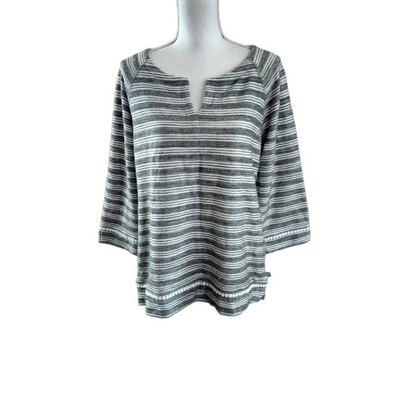 NEW T by Talbots Size Medium Texture Striped Tunic Top - Picture 1 of 4